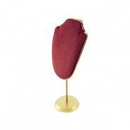 Pr&eacute;sentoir bijoux buste pour colliers Rouge bordeaux-dor&eacute;
