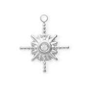 Breloques en acier Inox avec strass &eacute;toile Argent&eacute;-cristal