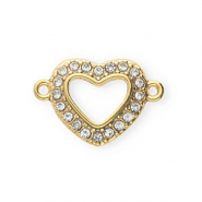 Appr&ecirc;ts en acier Inox connecteur avec strass coeur Dor&eacute;-cristal