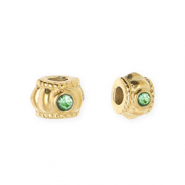 Perles en acier Inox spacer avec strass 6 mm Dor&eacute;-vert