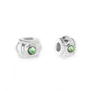Perles en acier Inox spacer avec strass 6 mm Argent&eacute;-vert