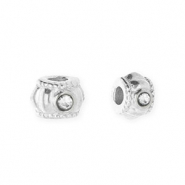 Perles en acier Inox spacer avec strass 6 mm Argent&eacute;-cristal