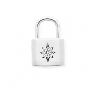 Breloques en acier Inox avec strass fermoir avec &eacute;toile Argent&eacute;-cristal
