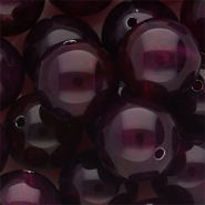 Perles acryliques 18 mm rond Violet aubergine-blanc marbr&eacute;