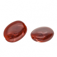 Perles acryliques ovale Rouge-blanc marbr&eacute;