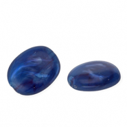 Perles acryliques ovale Bleu fonc&eacute;-multicolore-blanc marbr&eacute;