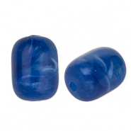 Perles acryliques tube Bleu fonc&eacute;-multicolore-blanc marbr&eacute;