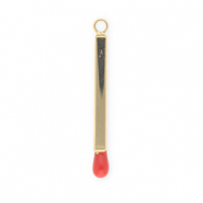 Breloques en acier Inox allumette Dor&eacute;-rouge