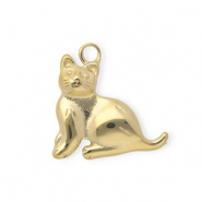 Breloques en acier Inox chat Dor&eacute;