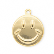 Breloques en acier Inox souriant Dor&eacute;