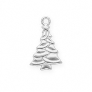 Breloques en acier Inox sapin de No&euml;l Argent&eacute;