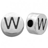 Perles alphabet en m&eacute;tal DQ lettre W Argent&eacute; antique (sans nickel)