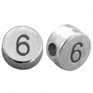 Perles chiffres en métal DQ 6 Argenté antique (sans nickel)