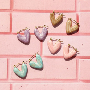 Nouveau Collier perles à facettes et créoles en cœurs