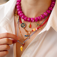 Nouveau Breloques en acier inoxydable avec émail