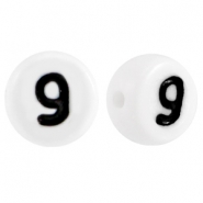 Perles acryliques chiffres 9 blanc