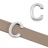 Poussoir en m&eacute;tal DQ lettre "C" &Oslash;10.3x2.3mm argent&eacute; antique (sans nickel)