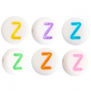 Perles acryliques alphabet lettre Z multicolore-blanc