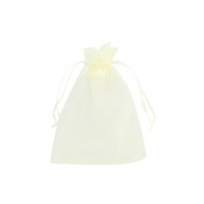 Sachet &agrave; bijoux en organza 7x9cm jaune clair