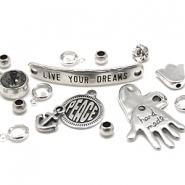 Perles et breloques en métal DQ Perles en métal DQ argent antique