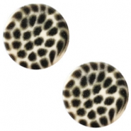 Cabochon plat Polaris Elements 12mm léopard beige soyeuse