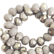 Perles à facettes 6x4mm disque greige taupe-half champagne pearl shine coating