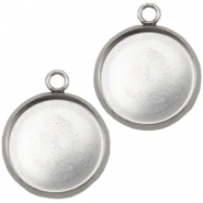 Breloques en acier inox serti pour cabochon 20mm argent&eacute;