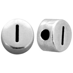 Perles au look m&eacute;tallique lettre I argent&eacute; antique