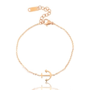 Bracelets en acier inox ancre dor&eacute; rose