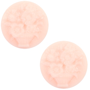 Cabochon basique cam&eacute;e 20mm bouquet rose clair-blanc cass&eacute;
