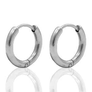 Boucles d'oreilles en acier inox cr&eacute;oles 15mm argent&eacute;