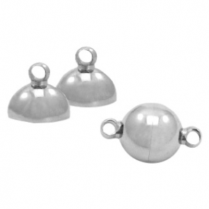 Appr&ecirc;ts en acier inox fermoir aimant&eacute; balle 8mm Argent&eacute; antique