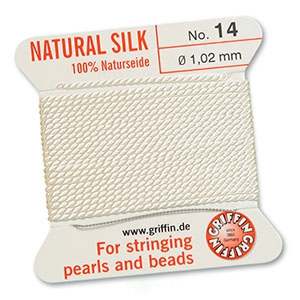 Griffin bead cord natural silk &Oslash;1.02mm Blanc