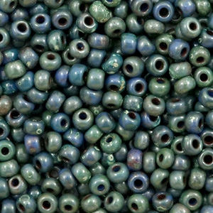 Perles de rocailles Miyuki 8/0 Opaque picasso dark teal 8-4516