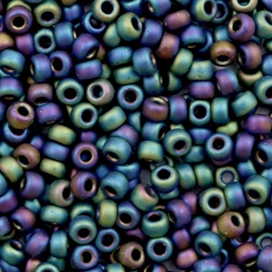 Perles de rocailles Miyuki 8/0 Opaque matte AB black 8-401fr