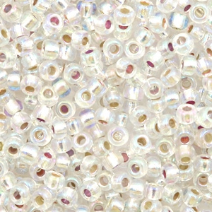 Perles de rocailles Miyuki 8/0 Silverlined AB crystal 8-1001