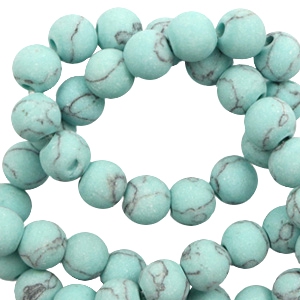 Pierres naturelles Calcite au look marbr&eacute; 6mm mat Bleu turquoise