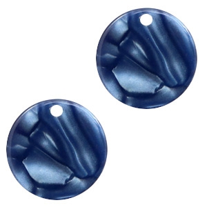 Pendentifs en r&eacute;sine rond 12mm Bleu fonc&eacute;