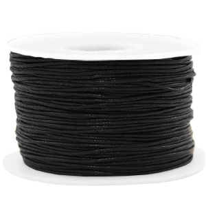 Fil en coton cir&eacute; wax 1mm Noir