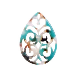 Pendentifs en r&eacute;sine goutte baroque 37x26mm Turquoise-marron