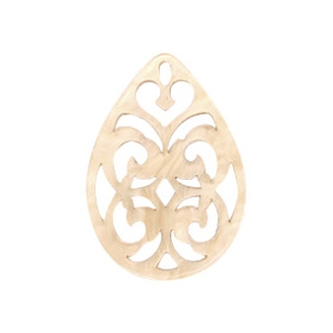 Pendentifs en r&eacute;sine goutte baroque 38x27mm Beige semolina clair