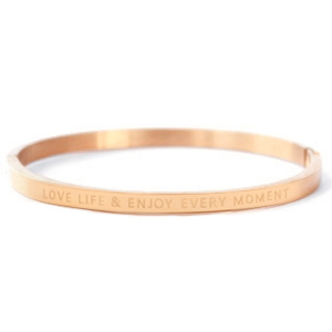 Bracelets en acier inox "LOVE LIFE AND ENJOY EVERY MOMENT" Dor&eacute; ros&eacute;