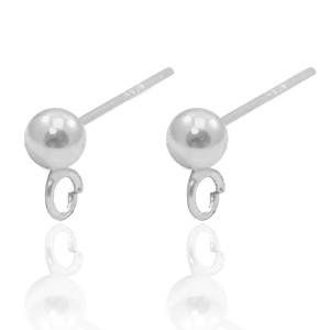 Argent 925 appr&ecirc;ts boucles d'oreilles puces avec anneau Argent