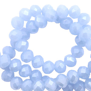 Perles &agrave; facettes 6x4 mm disque Bleu clair-pearl shine coating