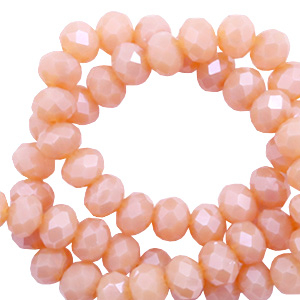 Perles &agrave; facettes 4x3 mm disque Opale rose beige-pearl shine coating