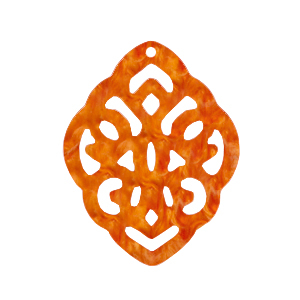 Pendentifs en r&eacute;sine losange baroque Orange flamme