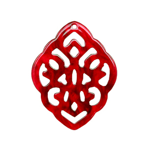 Pendentifs en r&eacute;sine losange baroque Rouge cerise