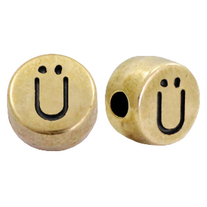 Perles lettres en m&eacute;tal DQ &Uuml; Bronze antique (sans nickel)