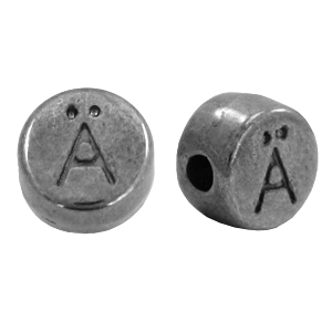 Perles lettres en m&eacute;tal DQ &Auml; Argent&eacute; anthracite (sans nickel)