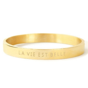 Bracelets en acier inox "LA VIE EST BELLE" Dor&eacute;